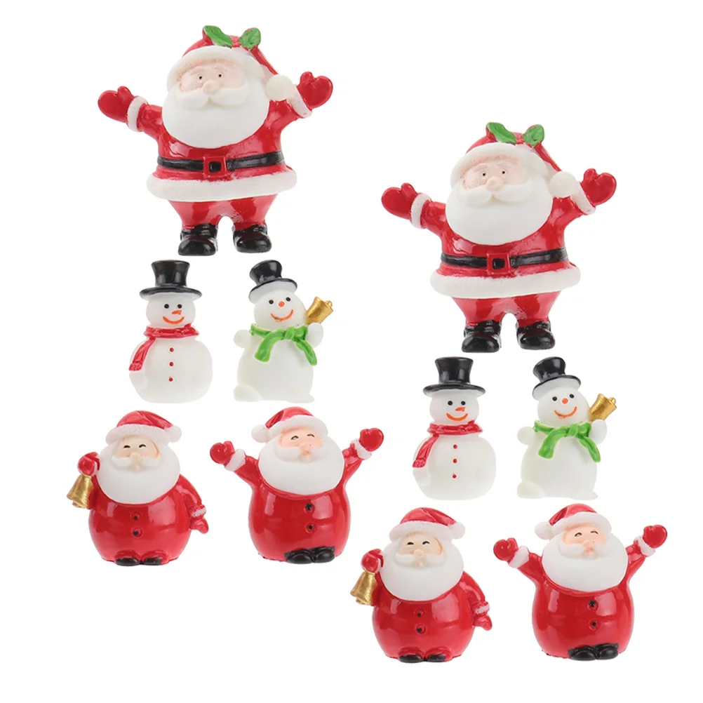 

20Pcs Christmas Santa Ornaments Resin Miniature Snowman Decorations Xmas Desktop Crafts Home Decor Mini Santa Figure