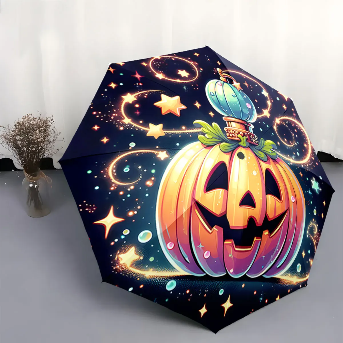 parapluie-portable-impermeable-resistant-au-soleil-et-a-la-pluie-avec-motif-de-citrouille-d'halloween-et-de-nuit-etoilee-ideal-pour-les-voyages-en-exterieur-et-la-plage