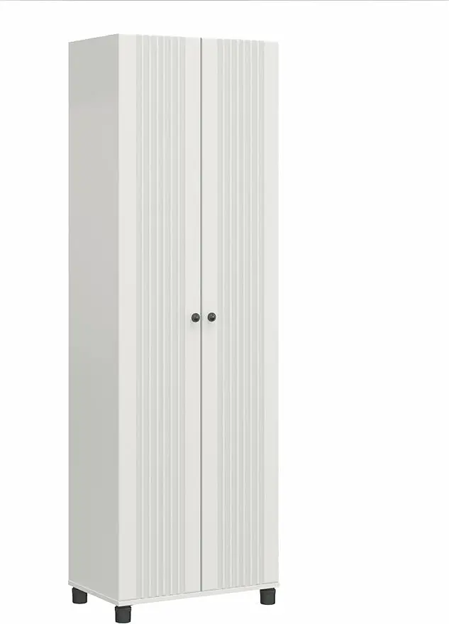 SystemBuild Evolution Kendall 24" Wide 2 Door Storage Cabinet, Fluted White