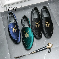 2023 Men's Wedding Designer Business Embroidery Velvet 38~48 Leather Dress Driving Luxury Casual Shoes for Men Loafers Moccasins