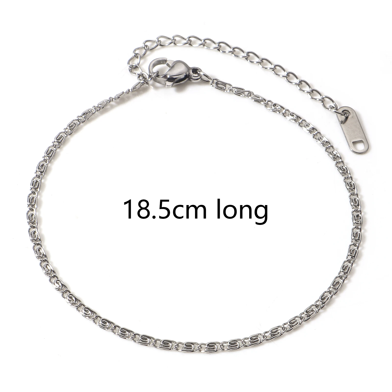 1 Piece Classic 304 Stainless Steel Scroll Chain Bracelets For Women Jewelry Silver Color Bracelet Birthday Gift 18.5cm long