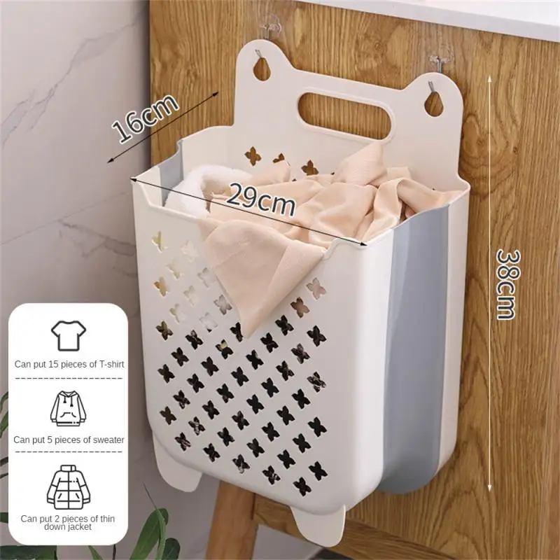 Wall Mounted Laundry Basket Sturdy Easy To Clean Storage Basket Bathroom Artifact Foldable Large Capacity Laundry Basket Durable