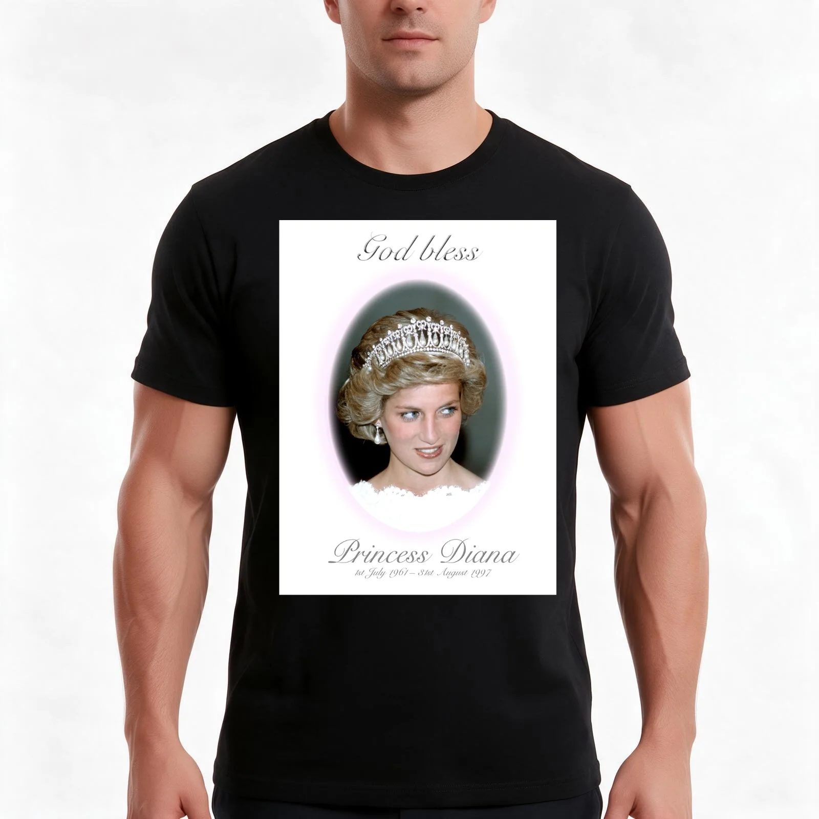 God Bless Princess Diana - Remembrance T-Shirt, Summer Casual Cotton Tee, Oversized Streetwear Tops, Vintage Graphic Print