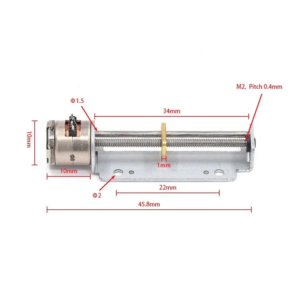 1PC Mini 10mm motore passo-passo 2 fasi 4 fili precisione lunga vite lineare passo-passo motore Slider blocco di posizione 32mm corsa 53 ohm