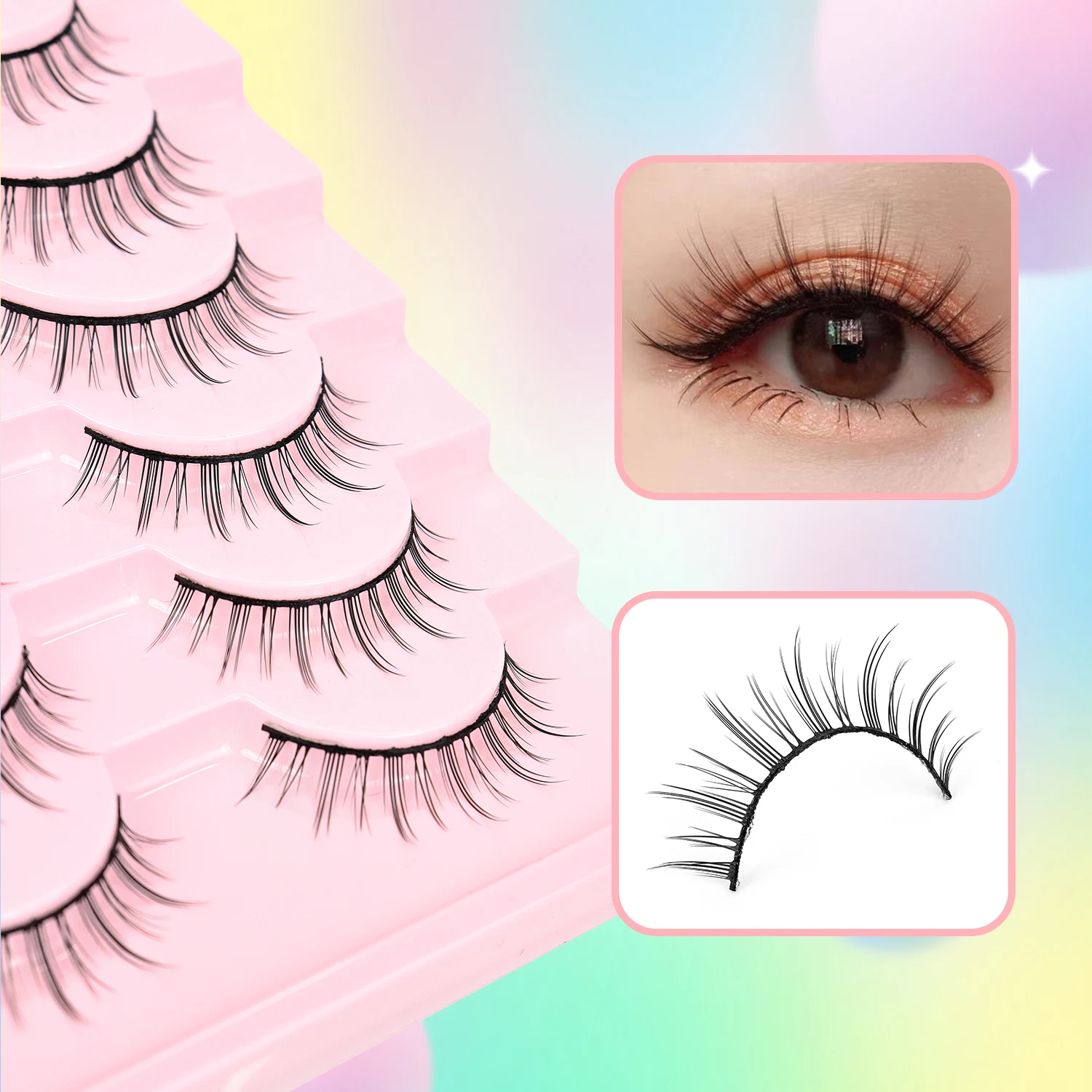 Comic Eye 10 paia di occhi ingranditi Ciglia finte stile naturale Little Devil Black Meme