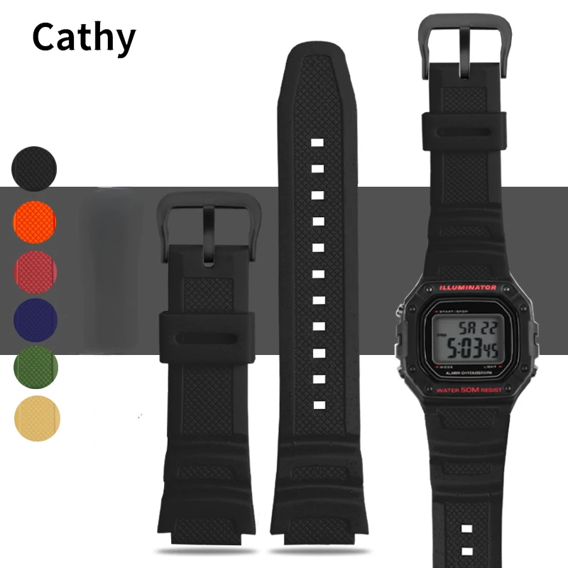 Silicone Watch Strap for Casio Sgw-500h 400 AE-1200 MRW-200 W Waterproof Sweat-Proof Resin Rubber Watchband Accessories18mm