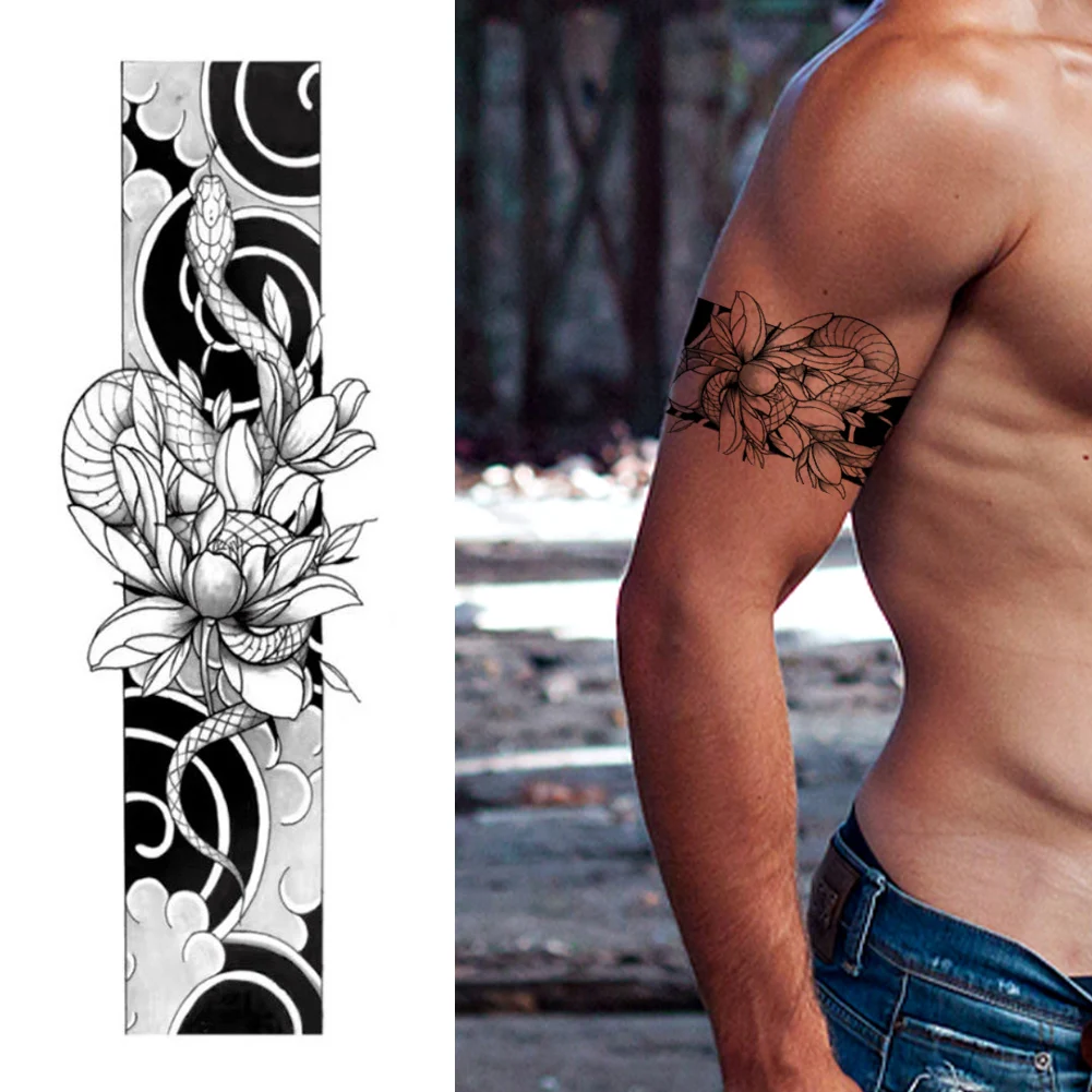 4PCS Semi Permanent Tattoo Waterproof Plant-Based Body Art Temporary Tattoo Herbal Tattoo Half Arm Tattoo for Adult Women Girls view 6