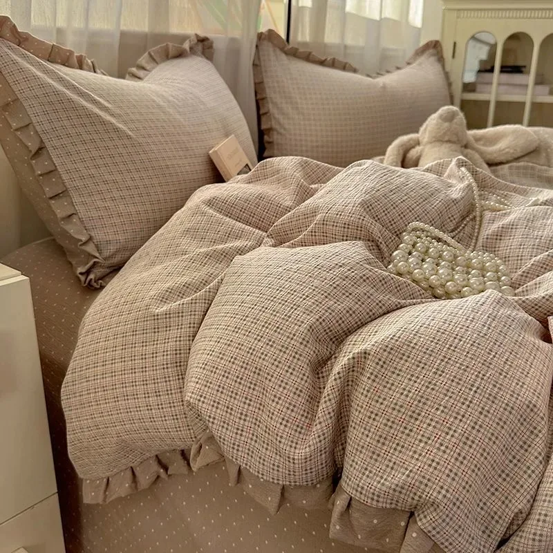 

Thickened Crinkled Gauze Cute Dorm 3-Piece/4-Piece Sheet & Duvet Cover Set