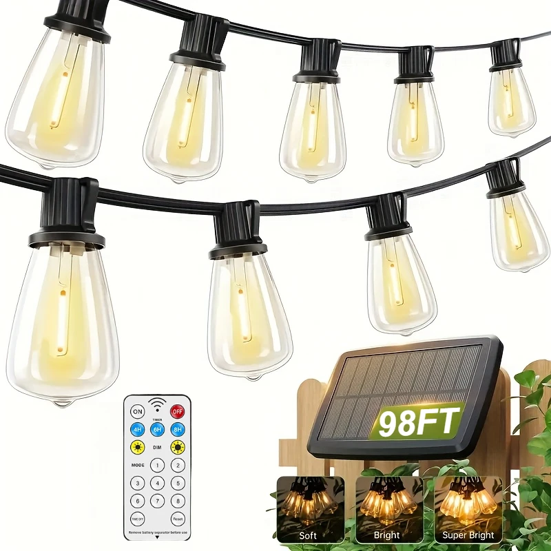

30LED ST38 Solar LED String Lights Shatterproof Bulbs Solar Indoor/Outdoor Lighting for Garden Party Porch Party & Holiday Gift