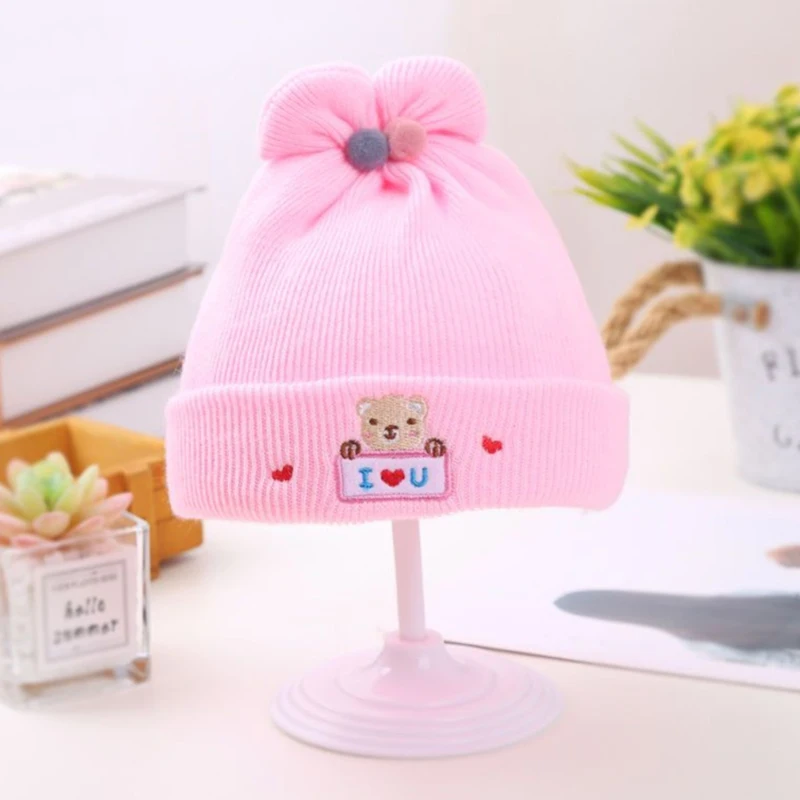 Newborn I LOVE YOU Baby Knitted Wool Hat Autumn Winter Soft Baby Beanie Hats For Kids 0-6 Month Boys Girls