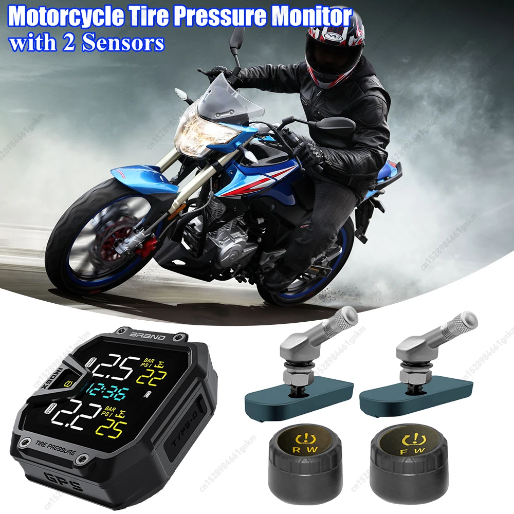 Sistema di allarme per il monitoraggio della pressione dei pneumatici per moto Display LCD Sistema di monitoraggio della pressione dei pneumatici wireless per moto a due ruote