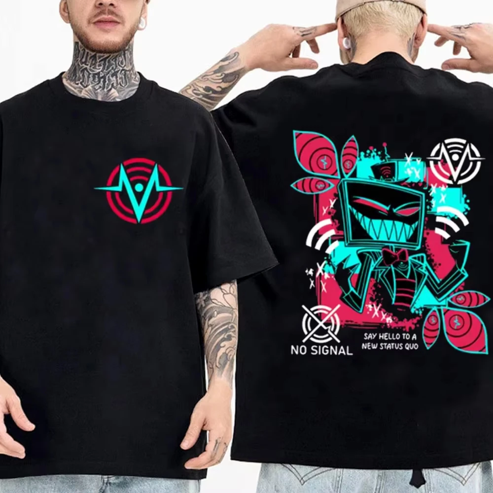 2026 High Quality Pure Cotton Hazbin Hotel Vox Print T‑shirt Man Woman Harajuku Short Sleeve Anime Streetwear Casual Tops