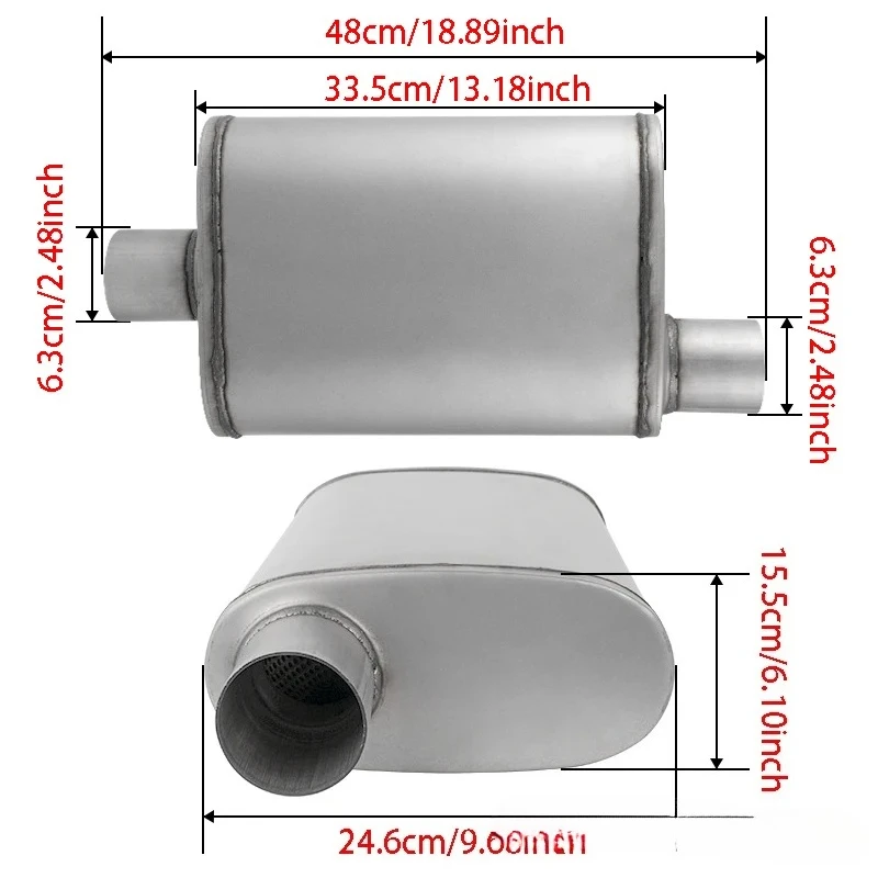 304 Stainless Polished Oval Exhaust Muffler for All Cars
