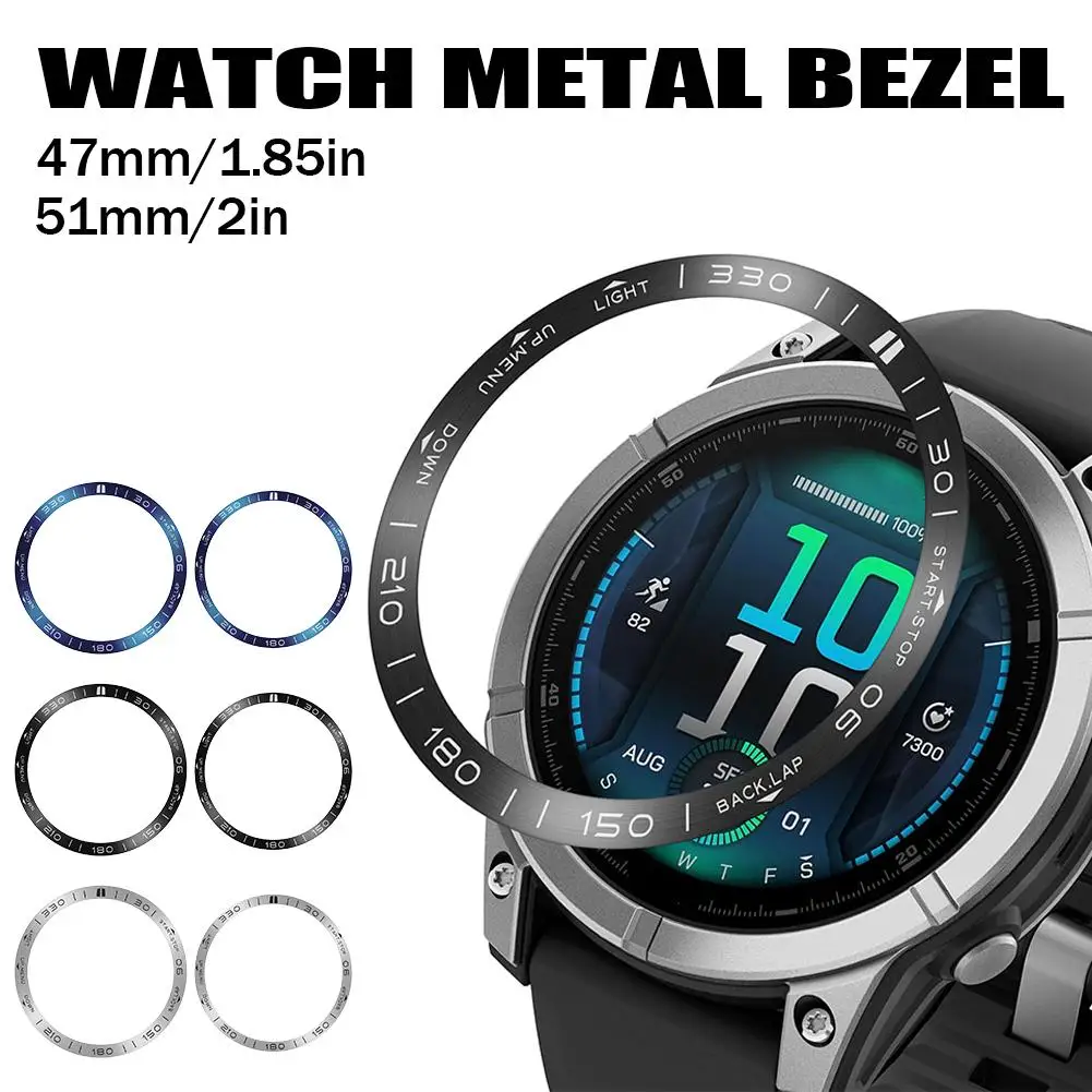 Metal Rings For Garmin Fenix 8 47/51mm Stainless Steel Bezel Protection Watch Case Bumper Rings Decoration Watch Accessories