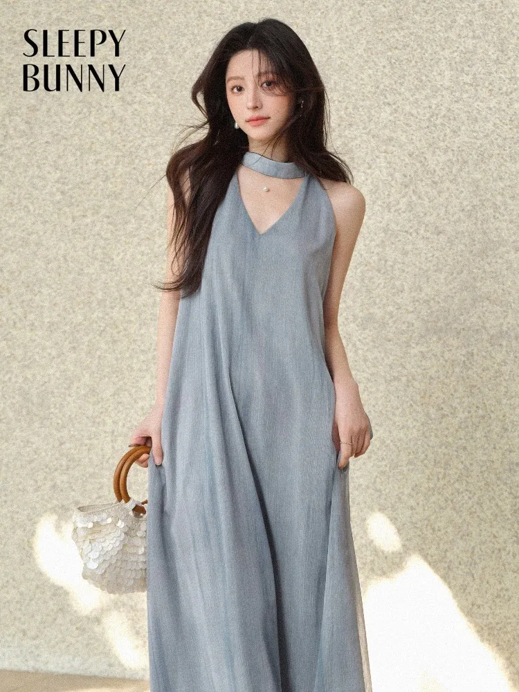 

Women Cool Temperament Maxi Dress New Chinese Ink Wash Print Halter Spring Chiffon Gown for Lady Elegant Casual Bohemian Dress
