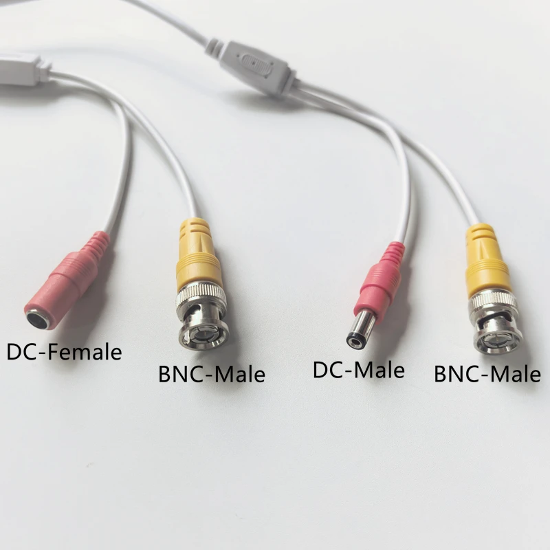 5/10/20 Meters BNC+DC Connector 2 in 1 BNC CCTV Cable Coaxial Video Power AHD Cameras White Wires for Analog CCTV DVR System