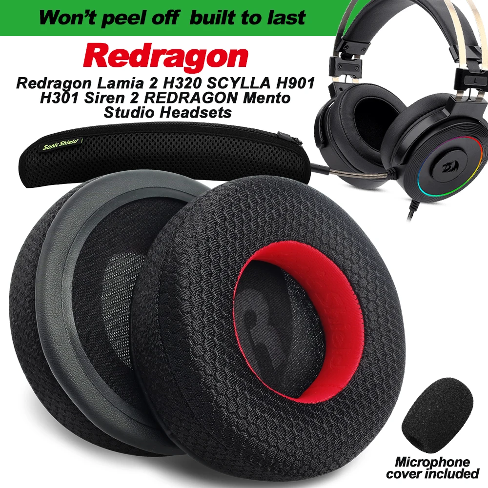 Almohadillas para auriculares Redragon Lamia 2 H320 SCYLLA H901 H301 Siren 2 REDRAGON Mento, almohadillas de repuesto de malla con memoria, fundas de esponja