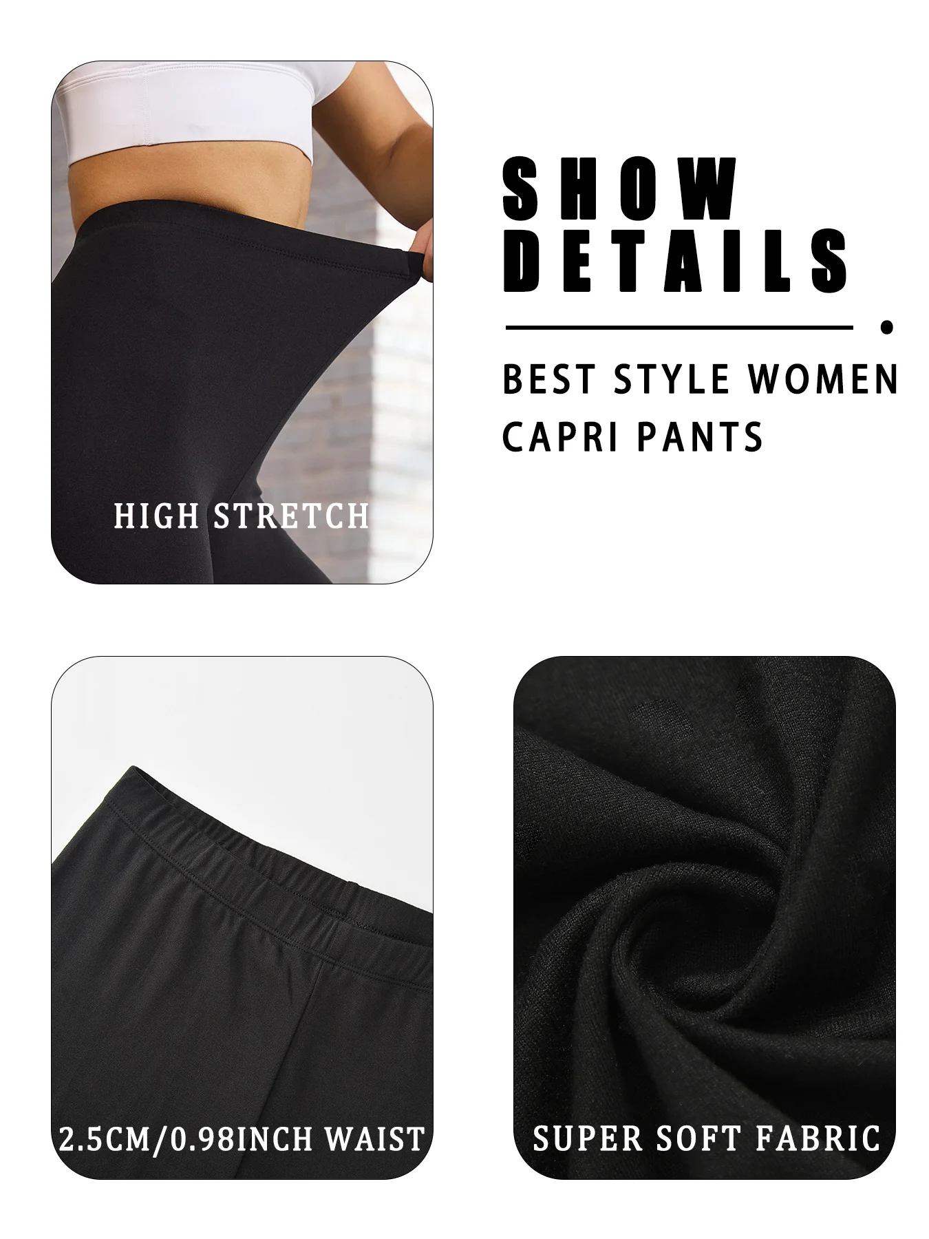 Pantalones Capri Deportivos para Mujer, Leggings Súper Suaves que No se Transparentan, para Entrenamiento, Yoga, Correr