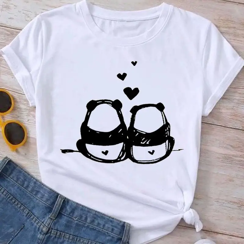 

Short Sleeve Fashion Panda Sweet 90s Trend Clothes Graphic T Shirt Summer Tee Ladies Cartoon Clothing Women T-shirt Female Top
