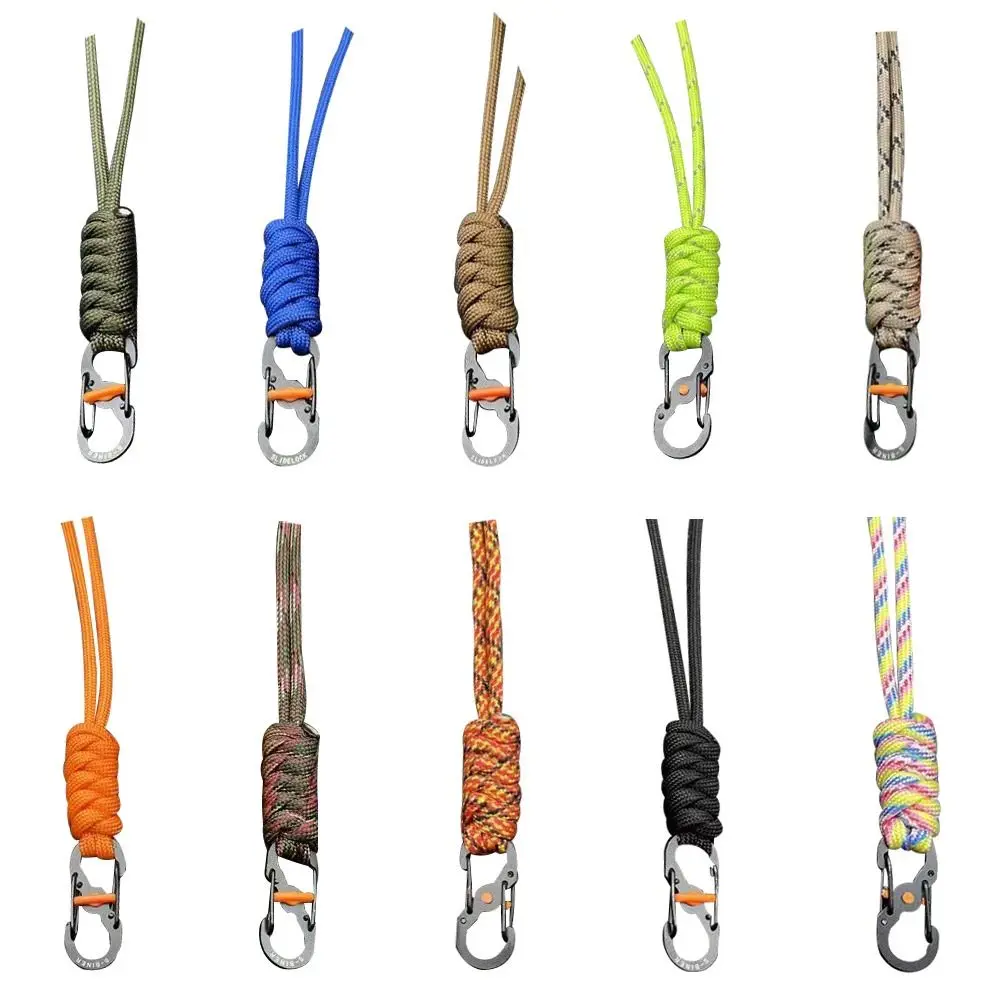 Paracord Keychain Military Braided Nylon Lanyard 8 Word Buckle High Strength Parachute Cord Carabiner Neck Hanging Rope