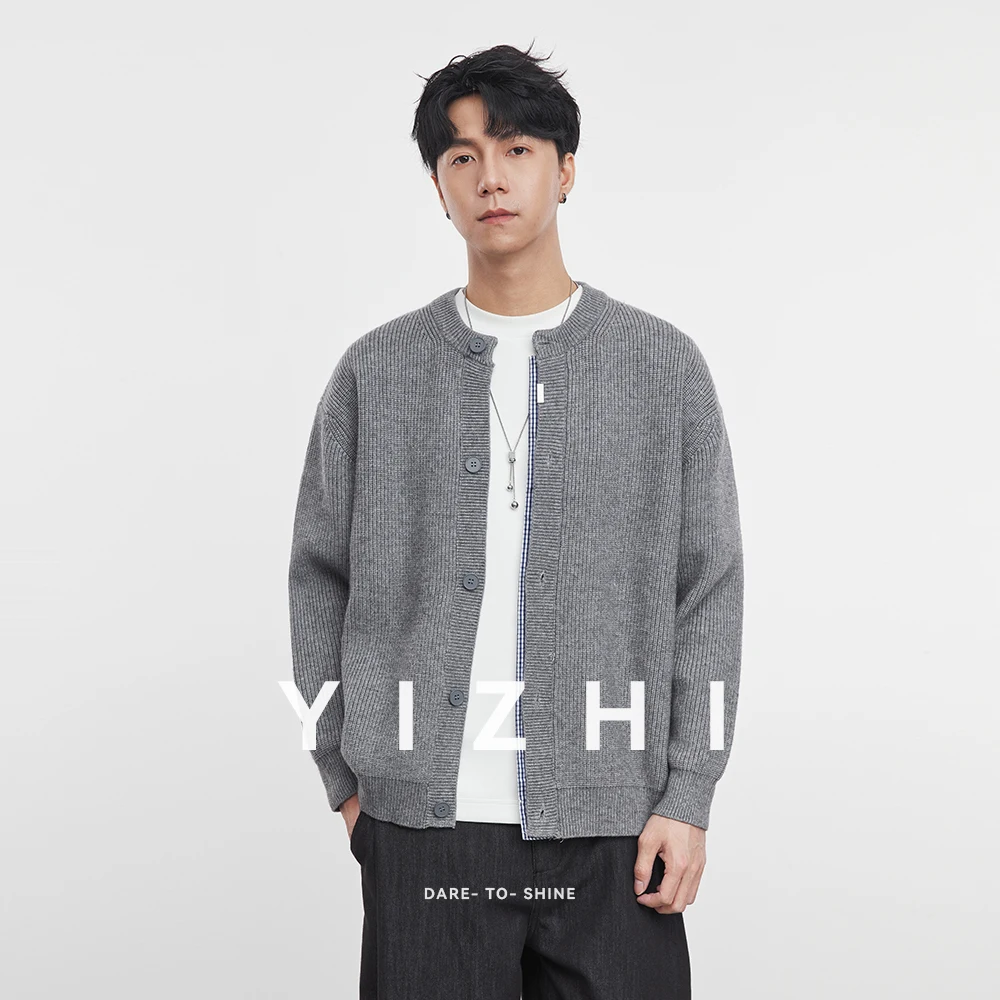 Fashion Men's Fake Two-piece Knitted Cardigan Sweater Jacket 2025 Autumn New Style Splicing Retro Casual Tops Trendy Male