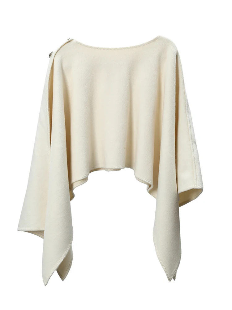 

Women's Irregular Hem Cape Coat Elegant Solid Color Poncho Jacket Elegant Office Casual Loose Warm Outerwear Daily Party