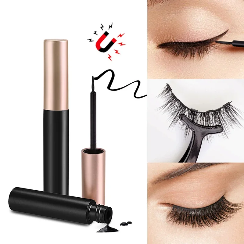 1/2pcs schwarzer magnetischer Eyeliner Kleber falsche Wimpern verlängerung magische selbst klebende flüssige Eyeliner Augen Make-up keine blühende