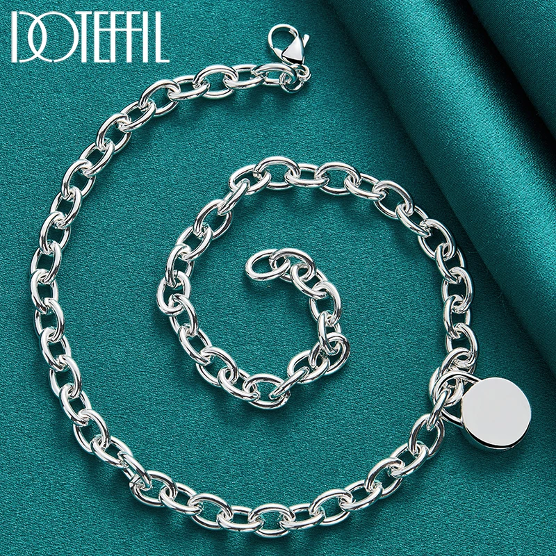 

DOTEFFIL 925 Sterling Silver Round lock Necklace For Women Man Wedding Engagement Fashion Jewelry