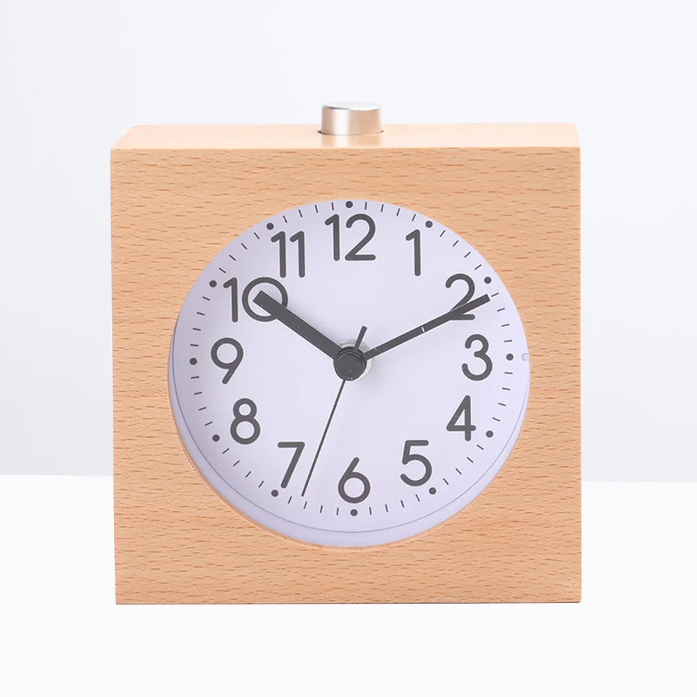 

Wooden Square Alarm Clock Silent No Ticking Night Light Large Black Numbers Easy Read For Bedroom Office Decor