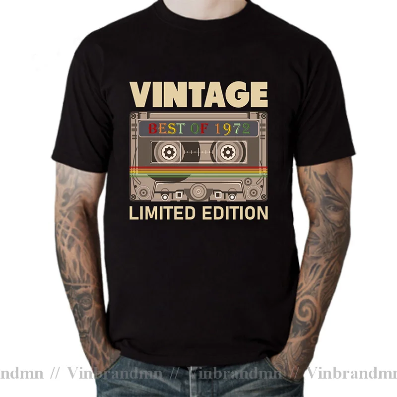 Best of 1972 T-Shirt Men Vintage Born in 1972 Limited Edition T Shirt for Father's Day Birthday Gift 70s Cassette Clothing