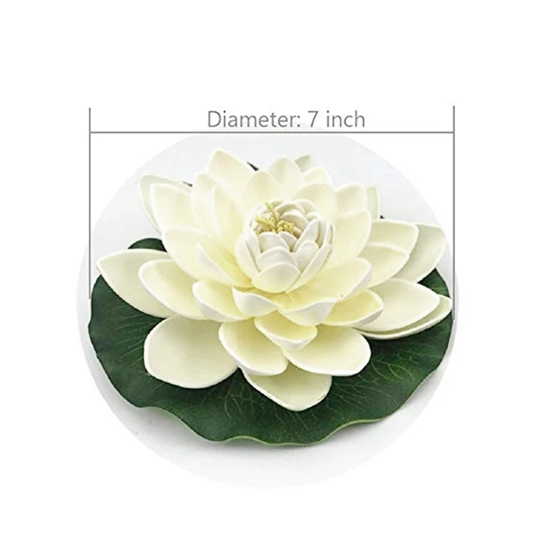 Artificial Floating Foam Lotus Flowers,With Water Lily Pad Ornaments,Ivory White,Perfect For Patio Koi Pond Pool Aquarium Home G