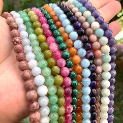 Natural Stone Beads Lava Tiger Eye Agate Amethyst Turquoises Round Loose Spacer Beads for Jewelry Making Diy Bracelet Charms