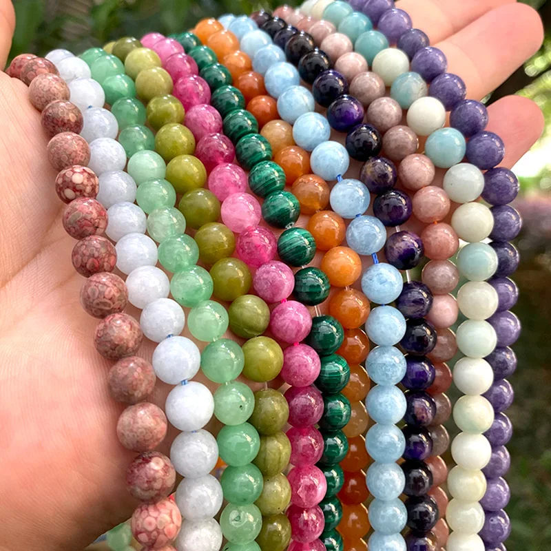 Naturalne kamienne koraliki lawa tygrysie oko agat ametyst turkusy okrągłe luźne koraliki dystansowe do tworzenia biżuterii Diy bransoletki Charms