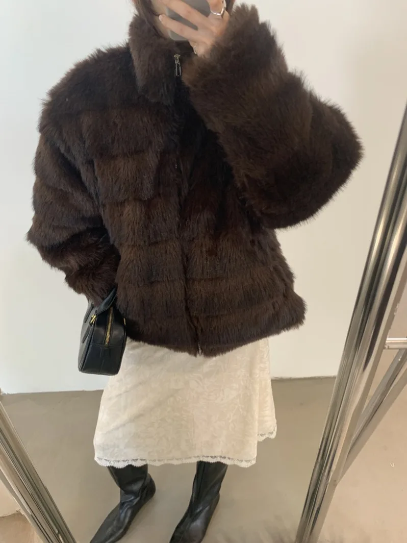 레트로 슬리 레이어드 모피 코트 여성용 2025 겨울 신상 다용도 플러스 탑 출퇴근용 기타 기타 기타