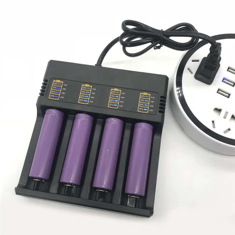

A86G-1 Piece 18650 Battery Charger 4 Slots Rechargeable Lithium Battery For 3.7V 18650 26650 21700 14500 16340 US Plug