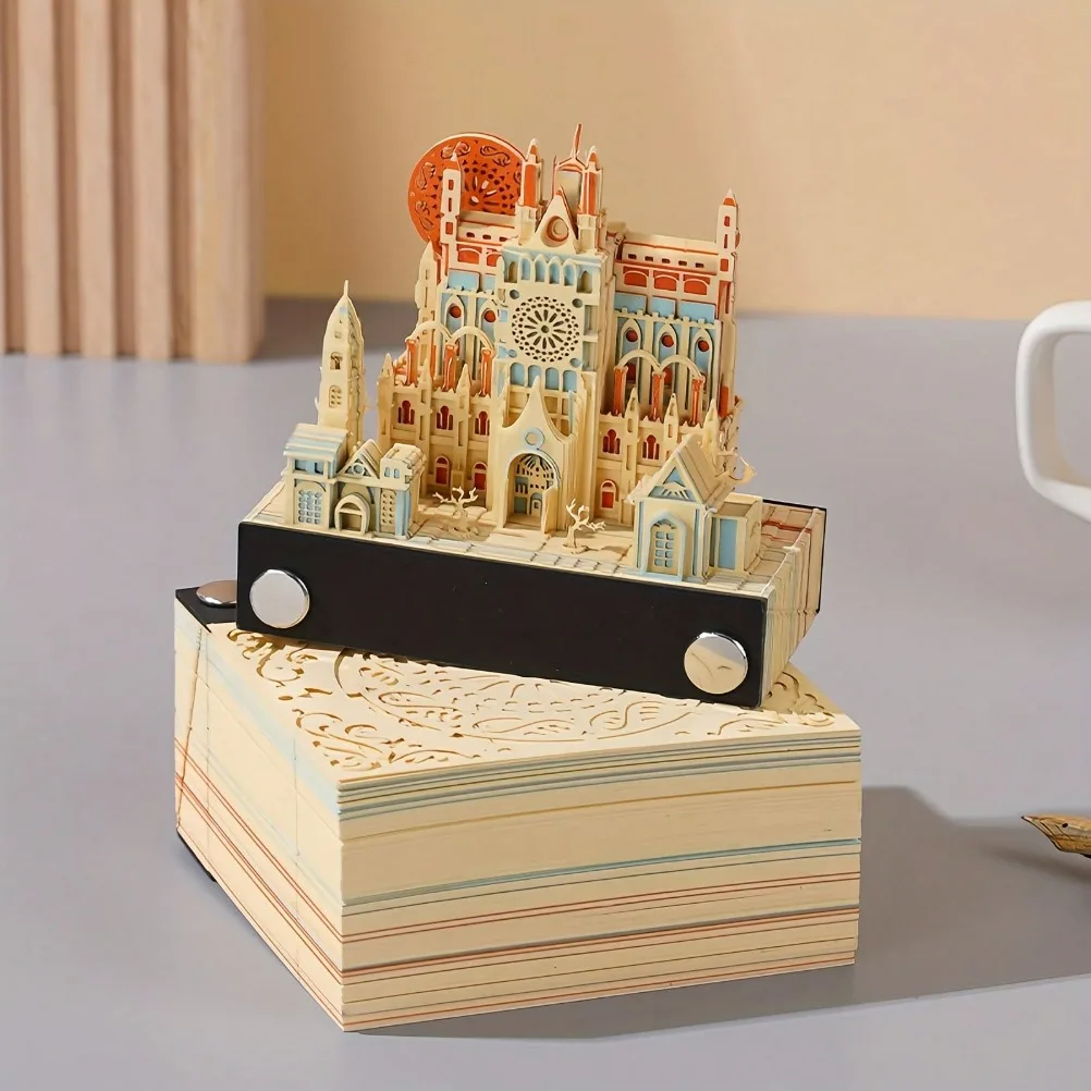 3D Castle Theme Sticky Notes Paper Carving Art Notepad Stationery for School Castle Design Memo Pads Perfect for Gifting