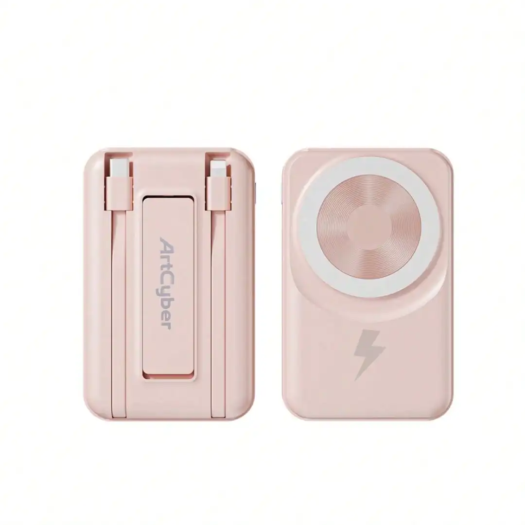 2025 Latest Wireless Magnetic Battery Pack, 10000mAh Magnetic Power Bank With Built-In USB-C & Lightning Cables, 22.5W PD Fast Charging, LED Display Wireless Portable Charger For IOS 17/16/15/14/13/12 & All Series, Compatible With IOS & Android