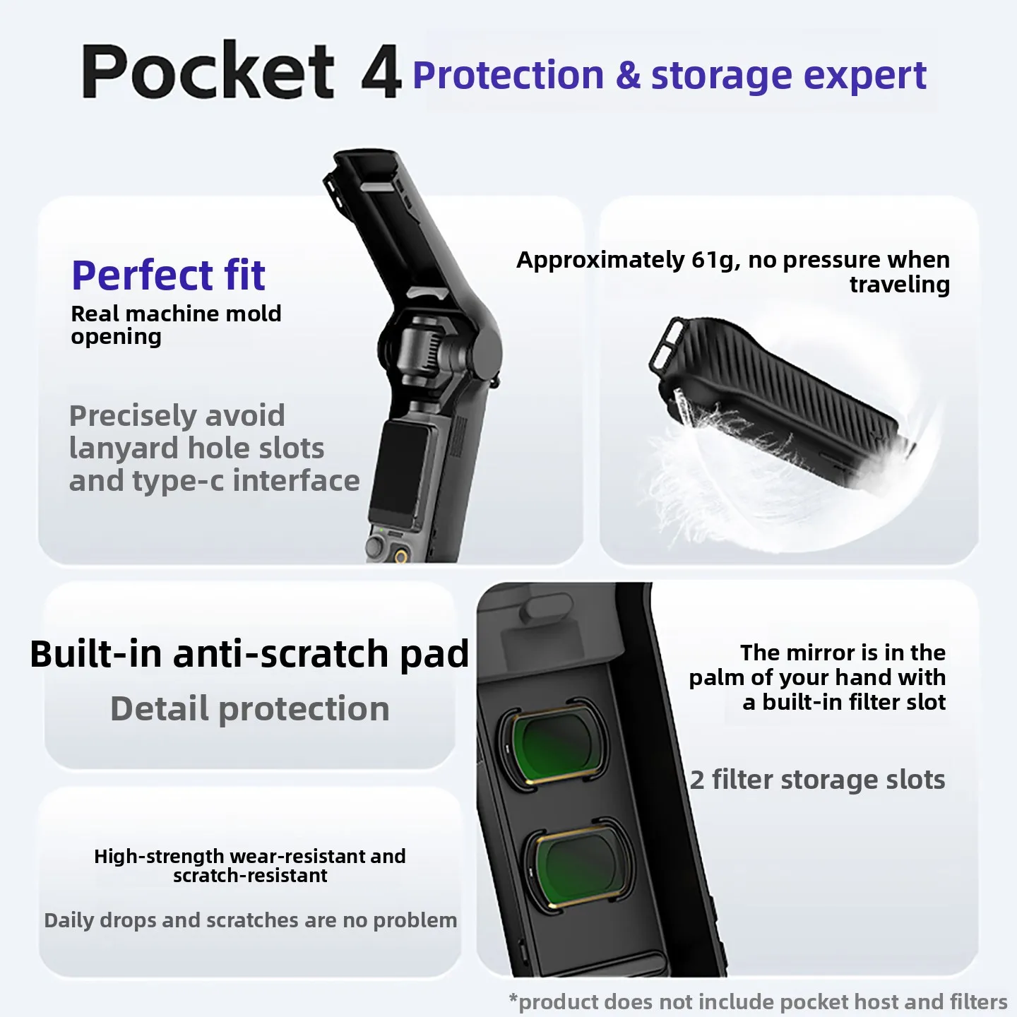 Applicable to DJI pocket4 protective case pocket3 protective case all-inclusive clamshell gimbal anti-drop protective case