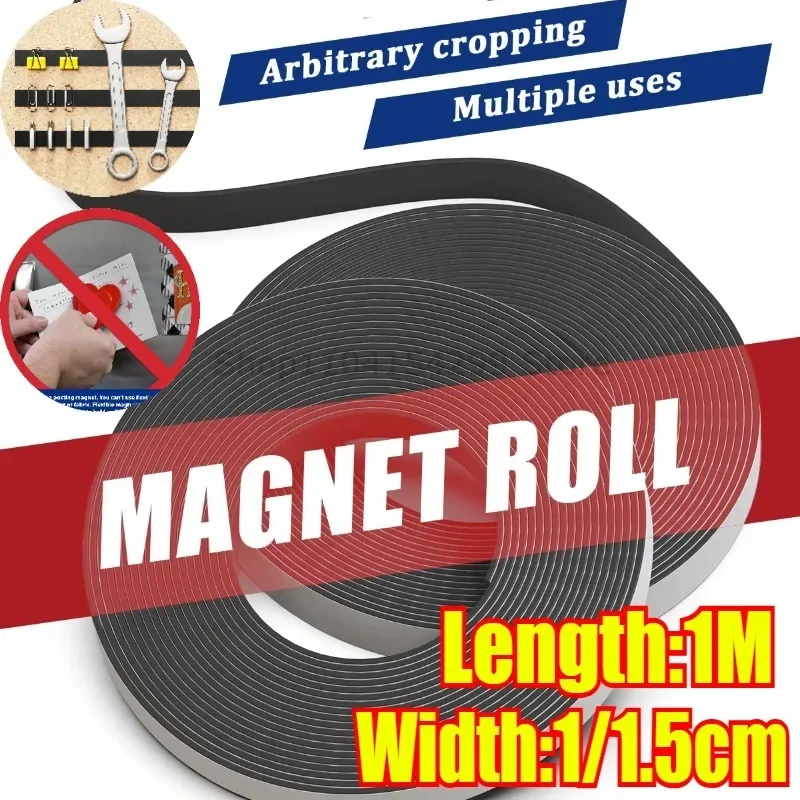 Self Adhesive Magnetic Strips Strong Magnetic Tape Flexible Magnet Strip for Fridge DIY Photo Poster Office Rubber Magnets