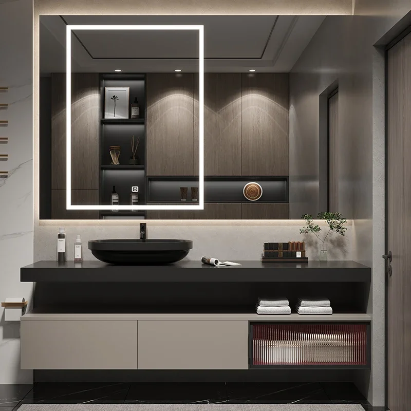 Bathroom Cabinet Combination, Bathroom Sink, Solid Wood Washbasin, Intelligent Mirror on Basin, Modern and Minimalist New