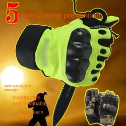 Level 5 Anti-cut Full Finger Tactical Gloves Camouflage Carbon Fiber Hardshell Combat Training Security Security Iron Riding