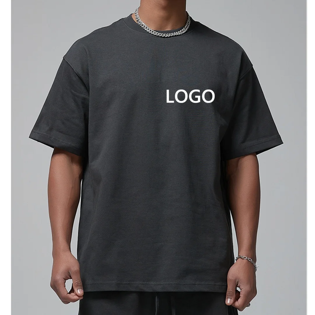 MAQVOB EU US Size Top Quality Trendy Men's Fashion Cotton Solid Men's T-shirt 180g High-quality Loose Short Sleeve T-shirt