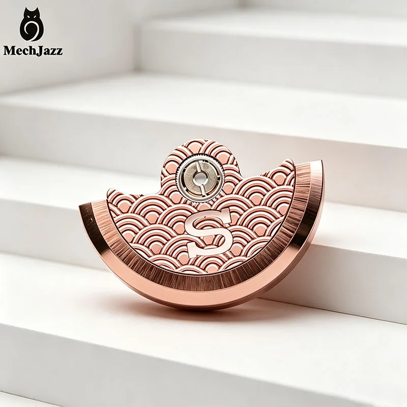 Circular Sand Grain Watch Rotor, S Letter Oscillating Weight, Compatible with NH35 NH36 Movement, Watch Mod Replacement Parts