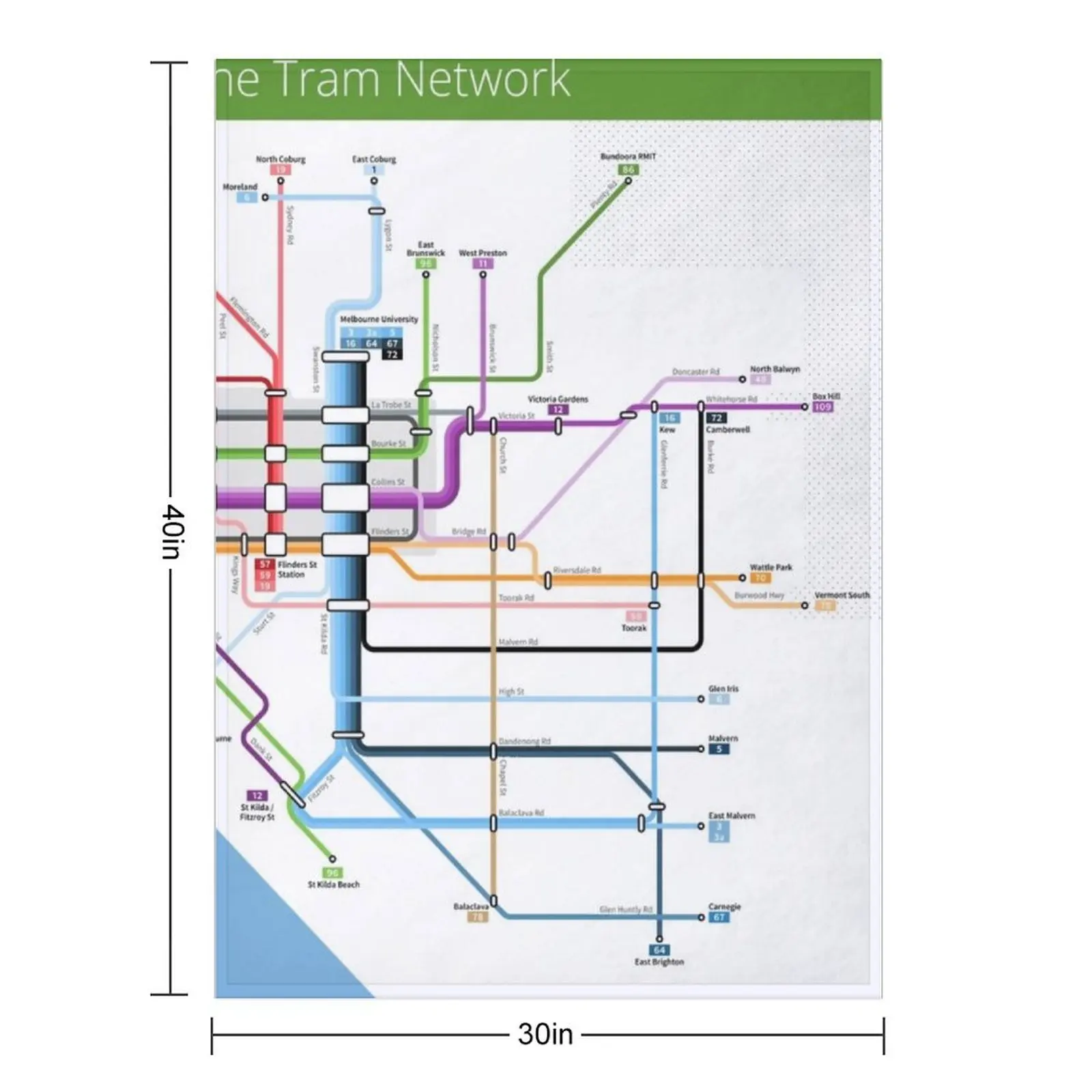 ملبورن ترام خريطة الشبكة رمي بطانية لحاف فاخر الفانيلا لطيف منقوشة البطانيات #2