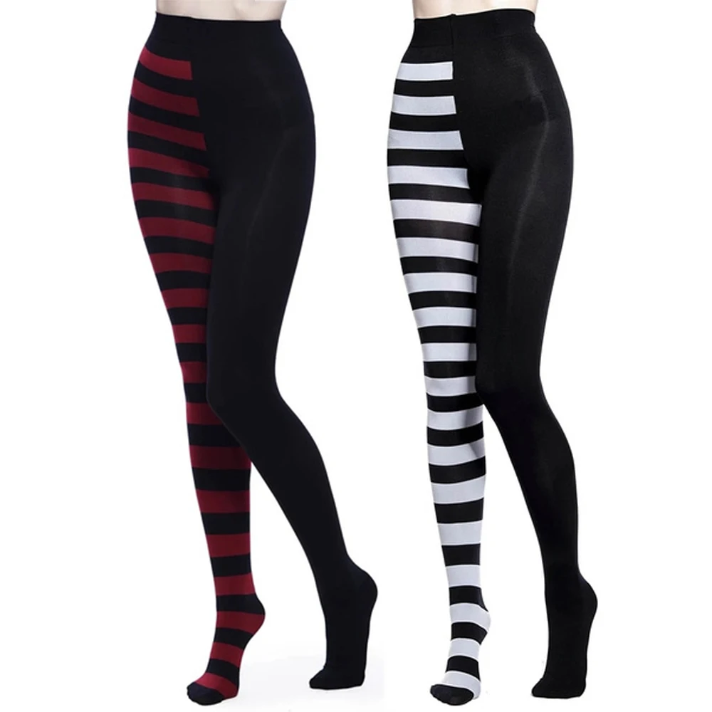 FCCEXIO New Striped Yoga Legging Women Print Goth Style Long Tights Casual Punk Ladies Sport High Waist Workout Elastic Leggings