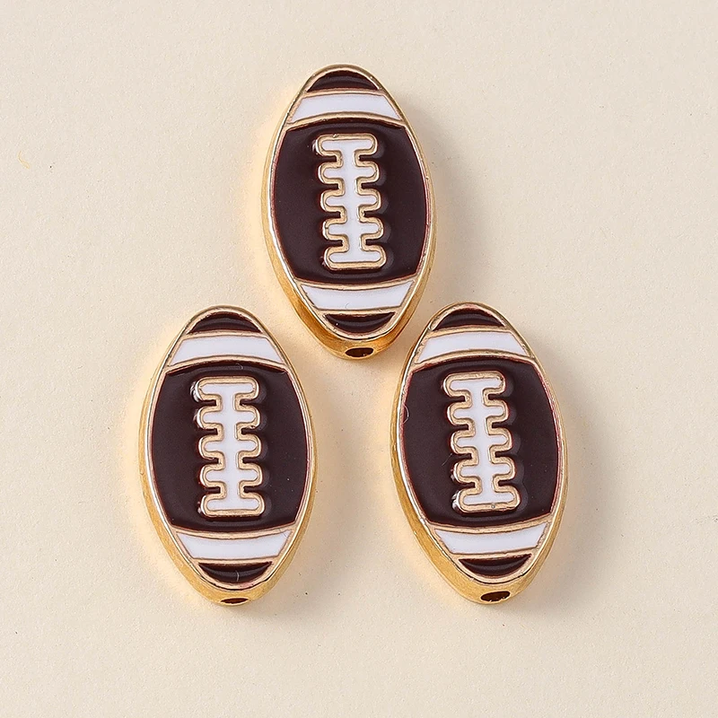 Leslie 10 Stück Emaille American Football Sportanhänger Perlen Rugby Ball Helm Anhänger für Armband Halskette Schmuckherstellung Zubehör – Detail 12