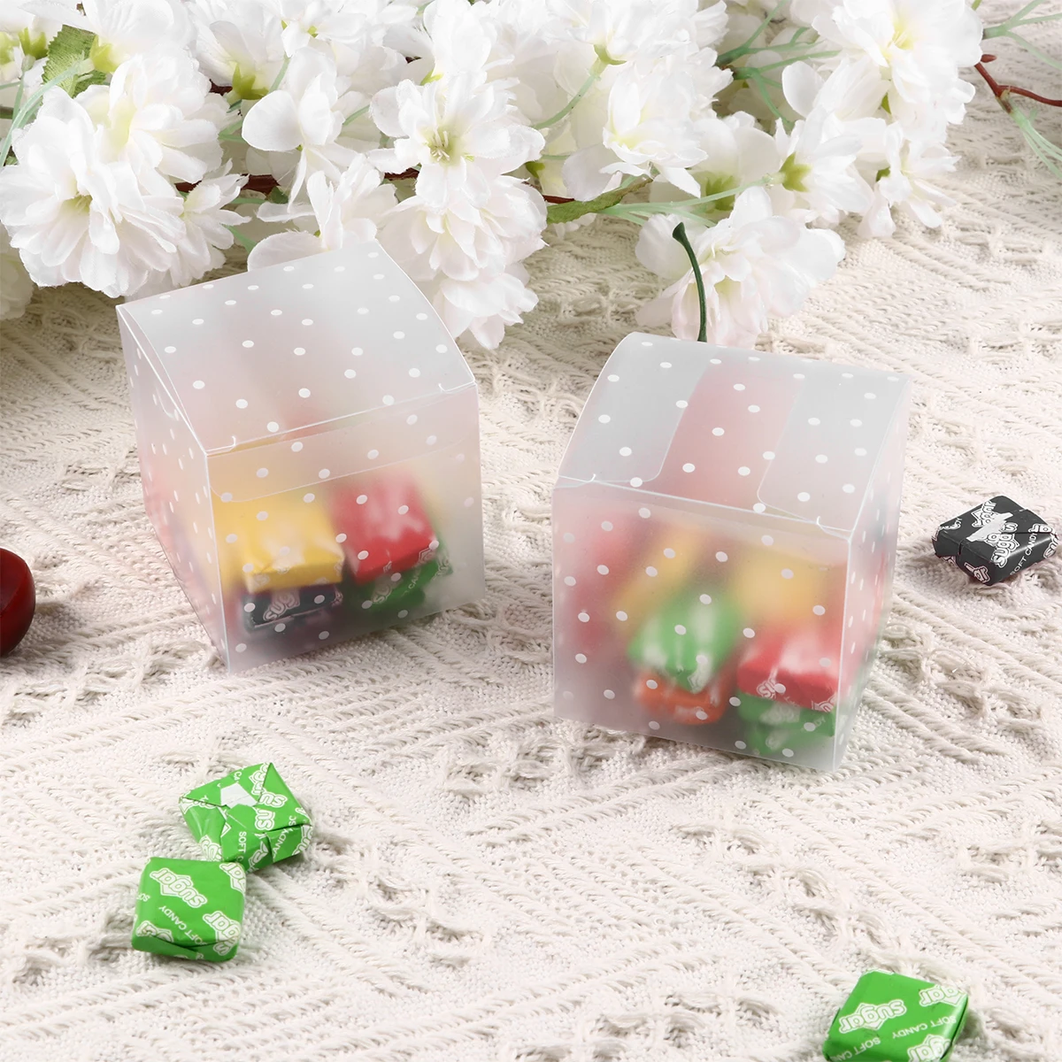 50pcs 6Cm Pvc Candy Boxes Party Favors Birthday Gift Bags Wedding Chocolate Packaging Plastic Boxes