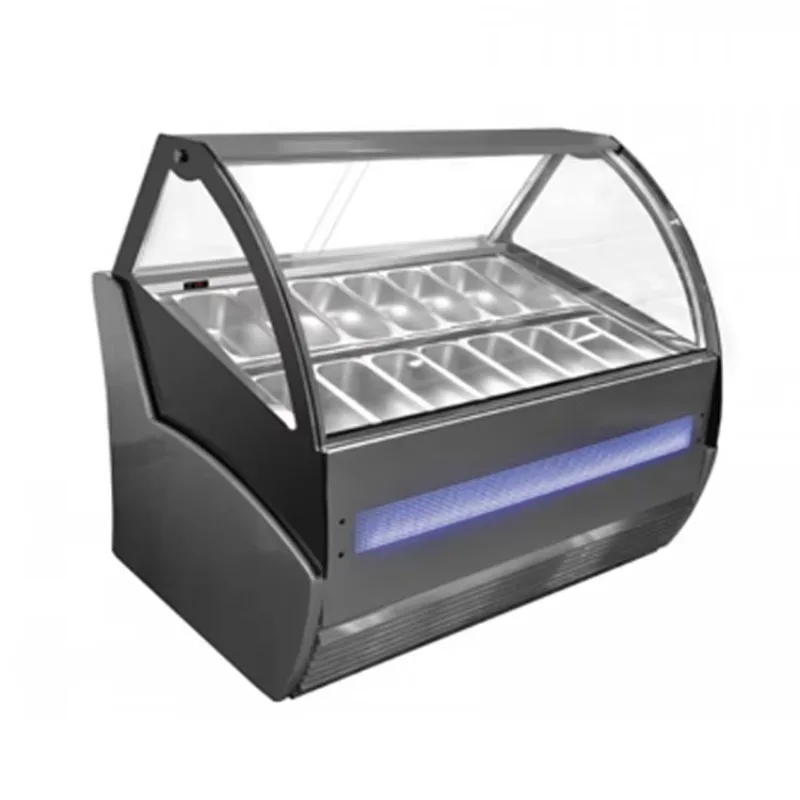 Italian 10-Bucket Single-Temperature Ice Cream Display Cabinet with Fan Cooling