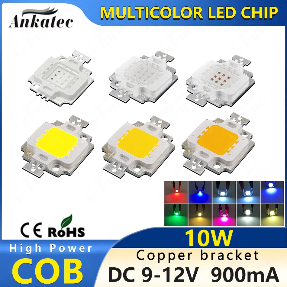 Multicolor LED COB Chip 10W High Power Ceiling Flood Light Accessories DC9-12V Red Green Blue Cold Warm White Full Spectrum Lamp