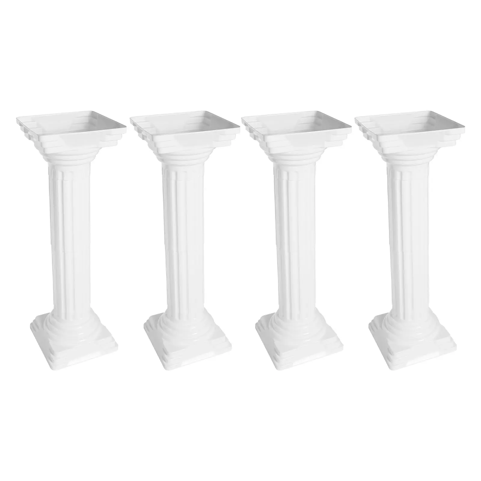 أعمدة رومانية أعمدة الزفاف 4 قطع تمثال يوناني أنيق من البلاستيك الأبيض حامل اناء للزهور قاعدة لتزيين حفلات الحدث، 10.8 #3